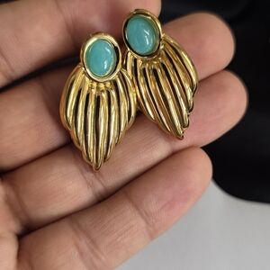 18k Goldplated  and Green Winged Earrings